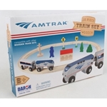 Amtrak Wooden Train Set (20pcs) (Magnetic Cars, Track & Access.)