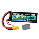 Lectron Pro 7.4V 2000mAh 50C Lipo Battery with XT60 Connector + CSRC adapter for XT60 batteries