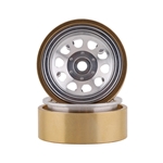 SSD RC SCX24 1.0” Aluminum / Brass D Hole Beadlock Wheels (Silver) (2)