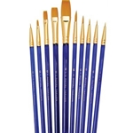 Assorted Acrylic Gold Taklon Brushes 10pc Value Pack