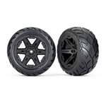 Tires & wheels, assembled, glued (2.8") (RXT black wheels, Anaconda® tires, foam inserts) (2WD electric rear) (2) (TSM® rated)