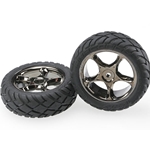 TRA2479T Traxxas Tires & wheels, assembled (2.2" black chrome wheels, Anaconda® 2.2" tires with foam inserts) (2) (Bandit® front)