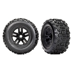 TRA9672 Traxxas 3.8" black wheels, Sledgehammer® tires, foam inserts (2)