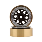 SSD RC 1.0” Boxer Aluminum/Brass Beadlock Wheels (Black) (2) (25g)