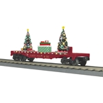 30-76867 MTH Flat Car w/Lighted Christmas Trees - Maroon