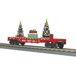30-76865 MTH Flat Car w/Lighted Christmas Trees - Red