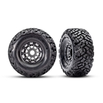 Traxxas 10272-Gray Tires & wheels, assembled, glued, left (1), right (1)