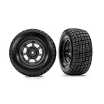 Traxxas 10473 Tires & wheels, assembled, glued (dirt oval, graphite gray wheels, Hoosier® tires, foam inserts) (2) (2WD front only)