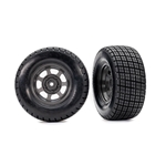 Traxxas 10474 Tires & wheels, assembled, glued (dirt oval, graphite gray wheels, Hoosier® tires, foam inserts)