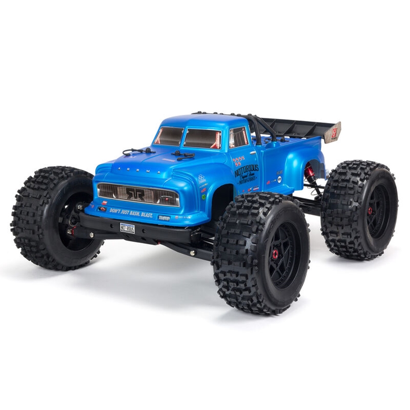 Arrma ARA8611V5T2 Blue 1/8 NOTORIOUS 6S V5 4X4 BLX Stunt Truck with Spektrum Firma RTR, Blue