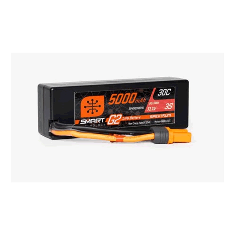 11.1V 5000mAh 3S 30C Smart G2 Hardcase LiPo Battery: IC5