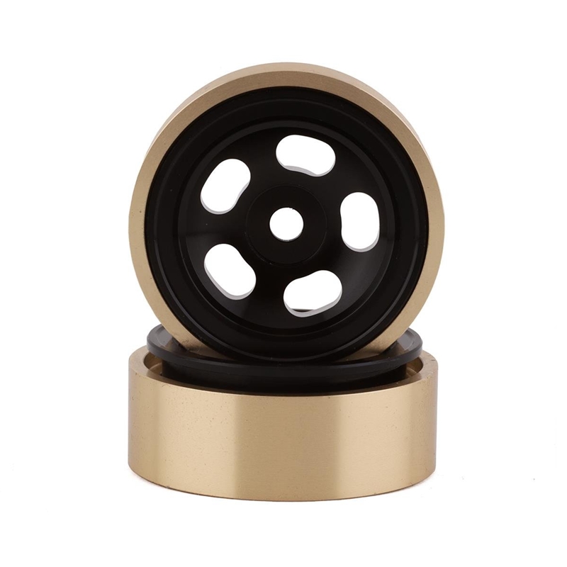 SSD RC SSD00503 1.0” Aluminum/Brass 5-Slot Beadlock Wheels (Black) (2)