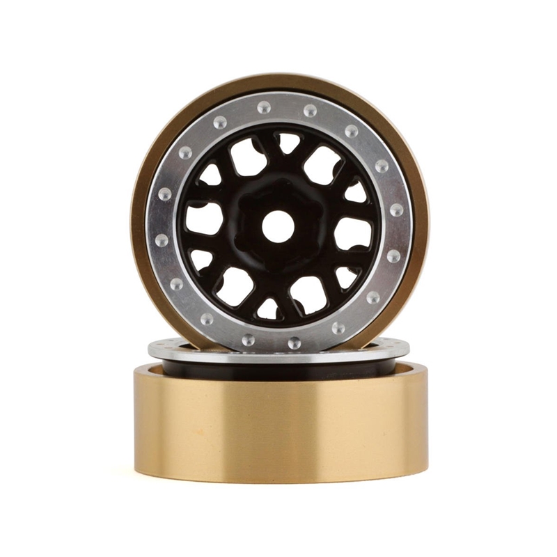 SSD RC 1.0” Boxer Aluminum/Brass Beadlock Wheels (Black) (2) (25g)