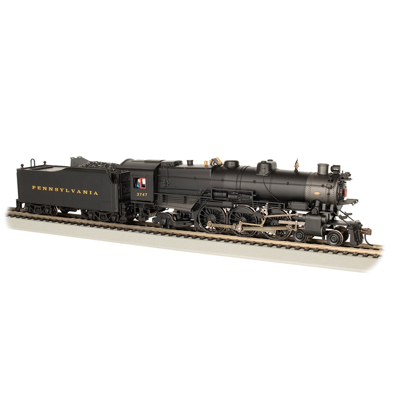 HO K4 4-6-2 Pacific - WowSound(R) and DCC - Spectrum(R) -- Pennsylvania Railroad 3747 (Post-War, Modern Pilot, black, graphite)