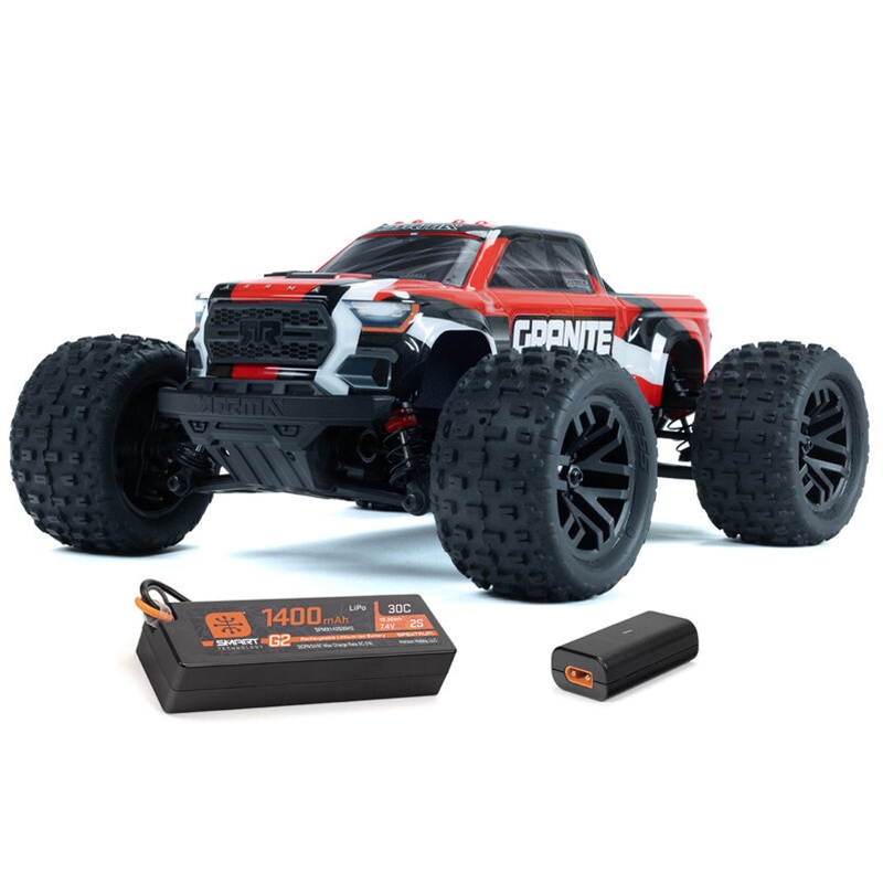 Arrma ARA2102T2 Red GRANITE GROM MEGA 380 Brushed 4X4 Monster Truck RTR 1:18