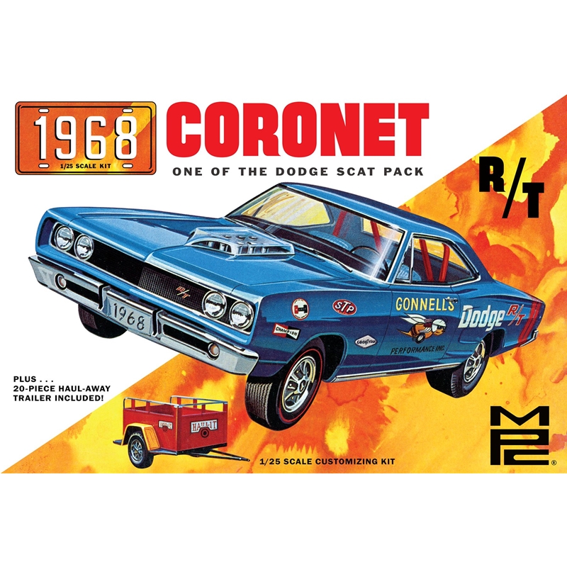 MPC 1968 Dodge Coronet Hardtop w/Trailer 1:25 Scale