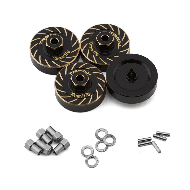 Treal Hobby Extended Brass Wheel Hub Hex for Traxxas TRX-4M (Black) (4) (17g) (+10mm Offset)