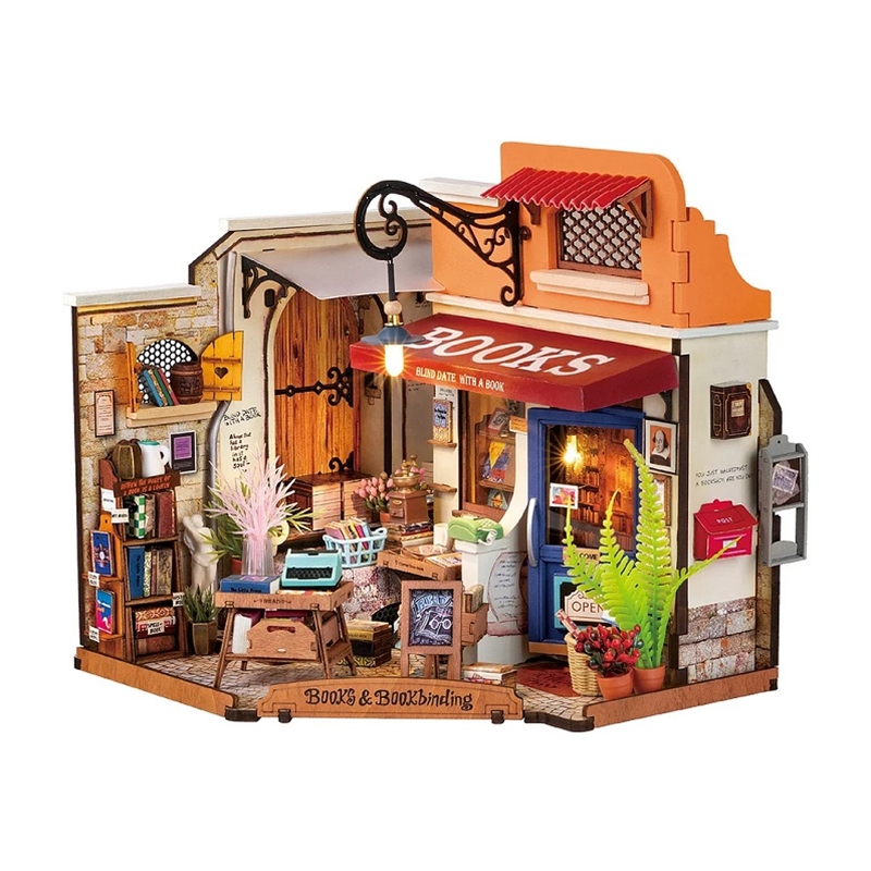 Rolife ROEDG164 Corner Bookstore, DIY Miniature House Kit