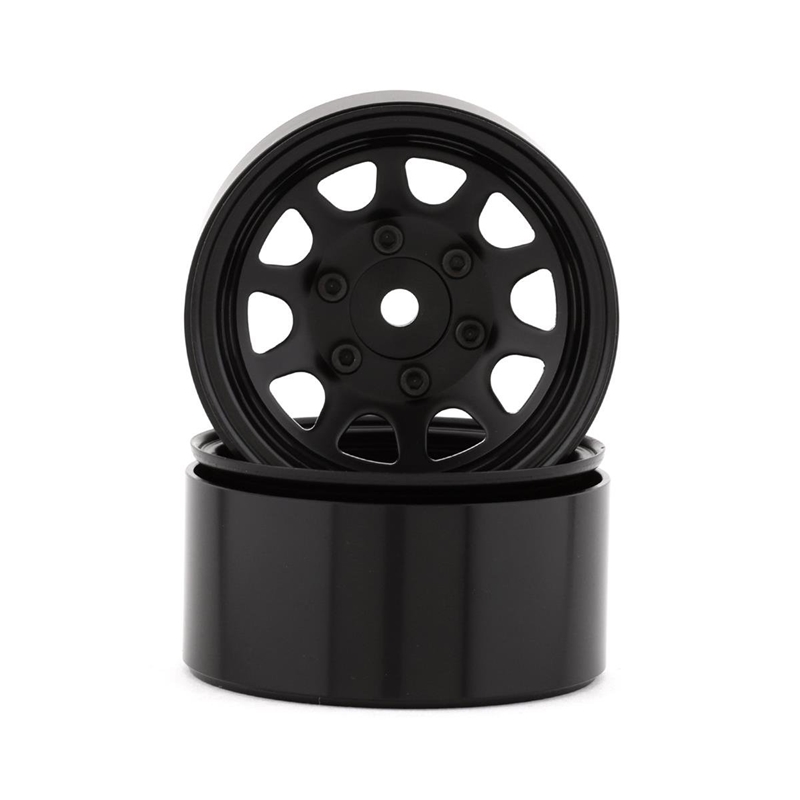 SSD RC SSD00488 D Hole 1.55” Steel Beadlock Crawler Wheels (Black) (2)