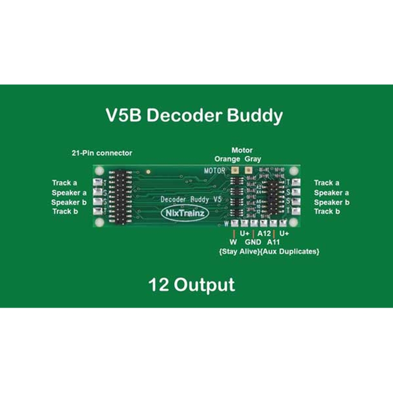 NixTrainz NTZ6 Decoder Buddy V5B - Locomotive Motherboard with 21-Pin Decoder Socket 12 Output 1K Resistors