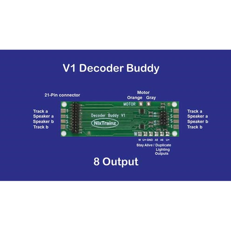 Nixtrainz NTZ4 Decoder Buddy V1B - Locomotive Motherboard with 21-Pin Decoder Socket With 1.0K-Ohm Resistor