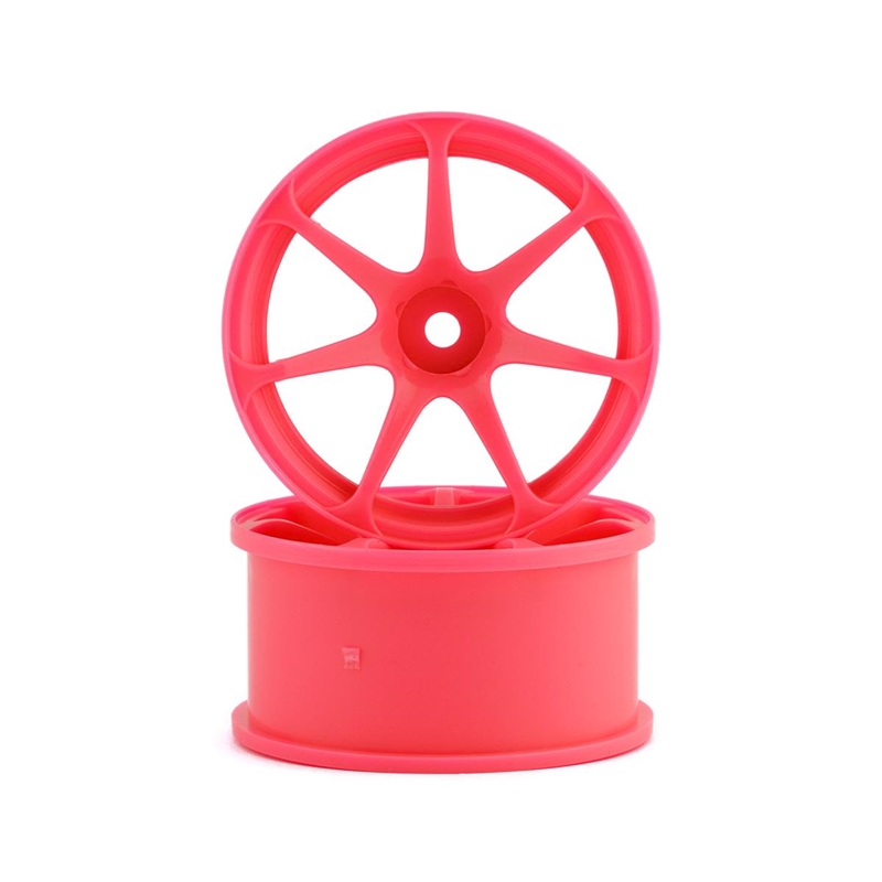 Mikuni DW-1227PI AVS Model T7 7-Spoke Drift Wheels (Pink) (2) (7mm Offset) w/12mm Hex