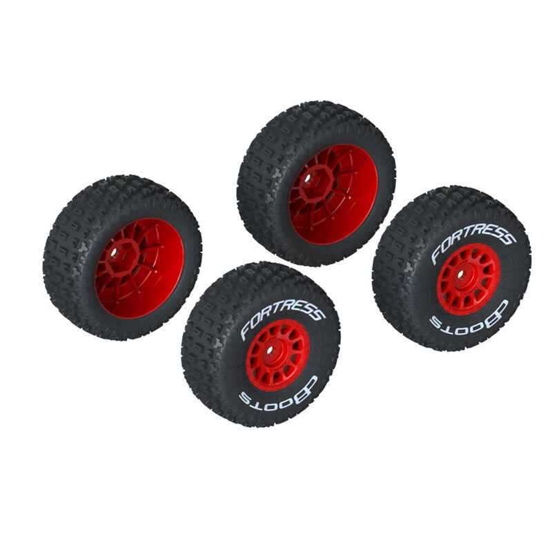 Arrma ARA550116 dBoots 'FORTRESS' Tire Set Glued, Red (2 Pairs) Tire Set Glued, Yellow (2 Pairs)