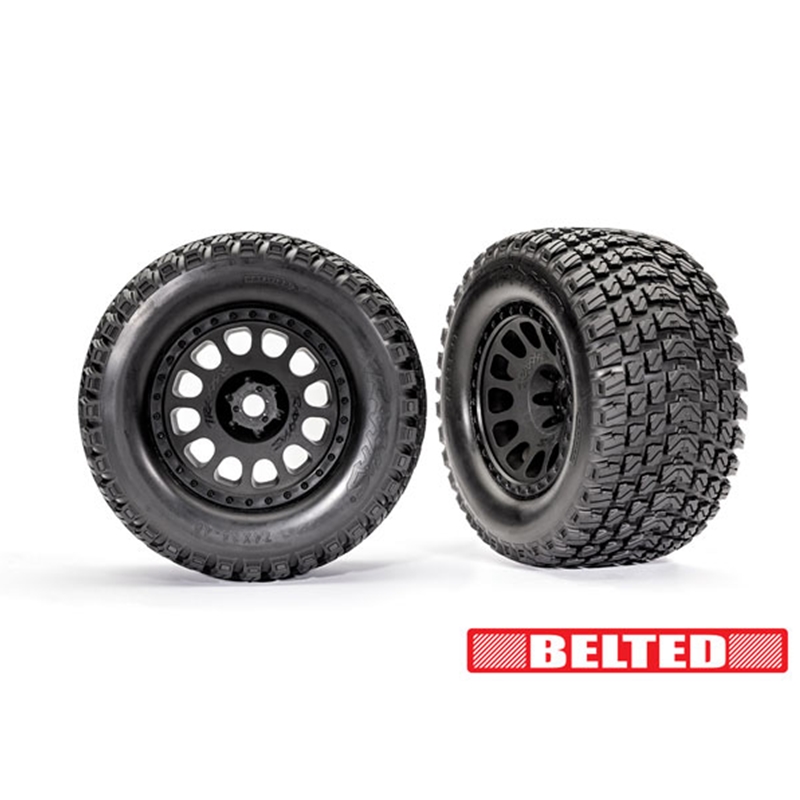 Traxxas 7862 Tires & wheels, assembled, glued (XRT® Race black wheels, Gravix™ belted tires