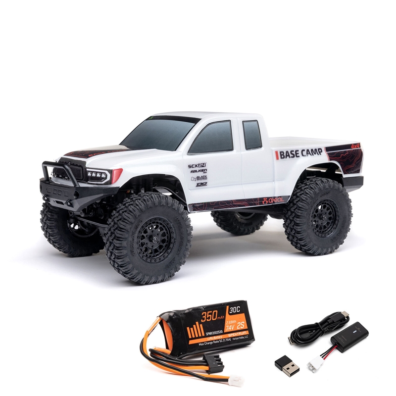 Axial AXI-1219T1 White 1/24 SCX24 Base Camp 4WD Rock Crawler Brushed RTR with Battery & Charger