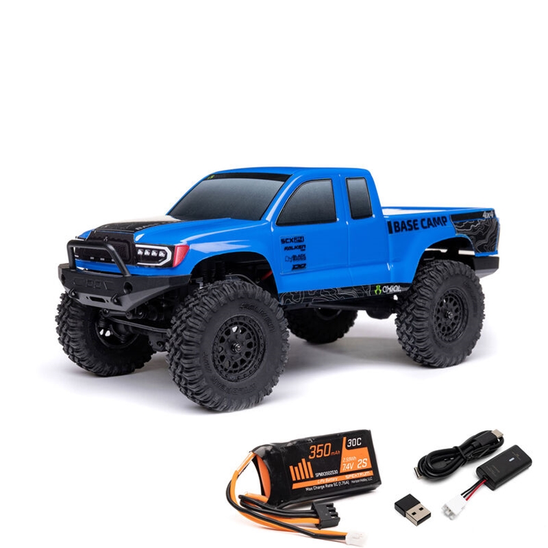 Axial AXI-1219T2 Blue 1/24 SCX24 Base Camp 4WD Rock Crawler Brushed RTR with Battery & Charger