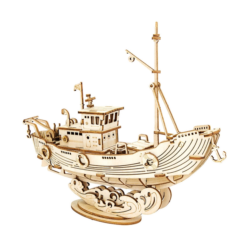 Robotime ROETG308 Classic 3D Wood Puzzles; Fishing Ship