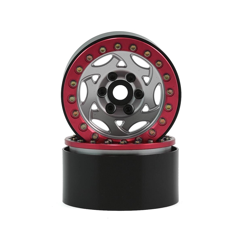 SSD RC SSD00248 1.9"" Champion Beadlock Wheels (Silver/Red)