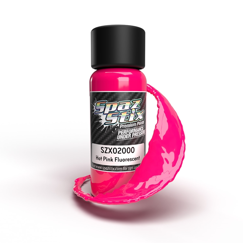 Spaz Stix SZX02000 Hot Pink Fluorescent Airbrush Ready Paint, 2oz Bottle