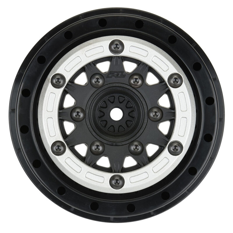 Pro-line Racing PRO281103 1/10 Raid Bead-Loc Fr/Rr 2.2"/3.0" 12 & 14mm SC Wheels (2) Silvr/Blk